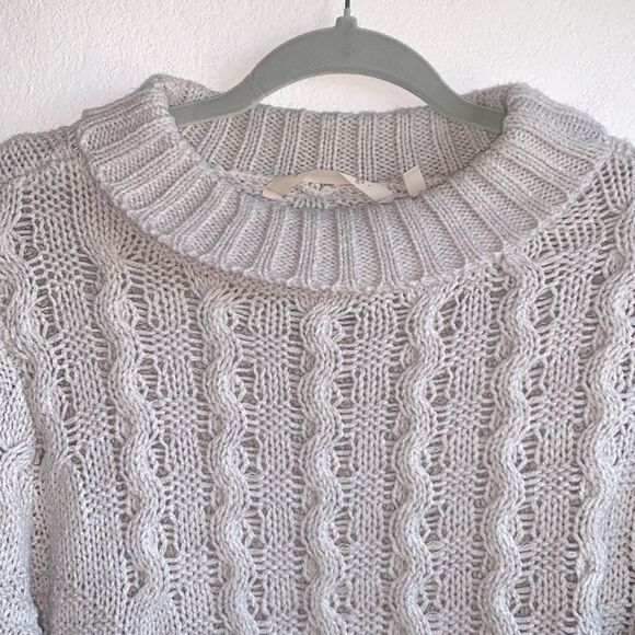 Soft Surroundings Willoughby Flare Wide Sleeve Cable Knit Mock Neck Sweater Sz M - Picture 3 of 8